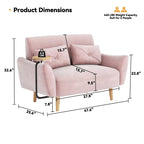 47.6 Wood 2-Seat Sofa with Convertible Tray and Curved Armrests - Compact Luxury Seating for Small Spaces