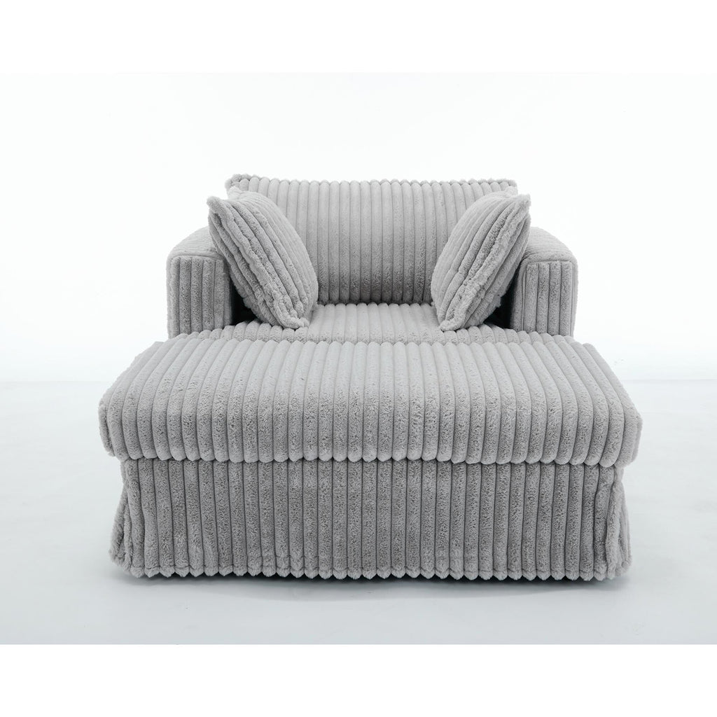 47.7 Oversized Corduroy Chaise Longue with Ottoman