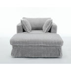 47.7 Oversized Corduroy Chaise Longue with Ottoman
