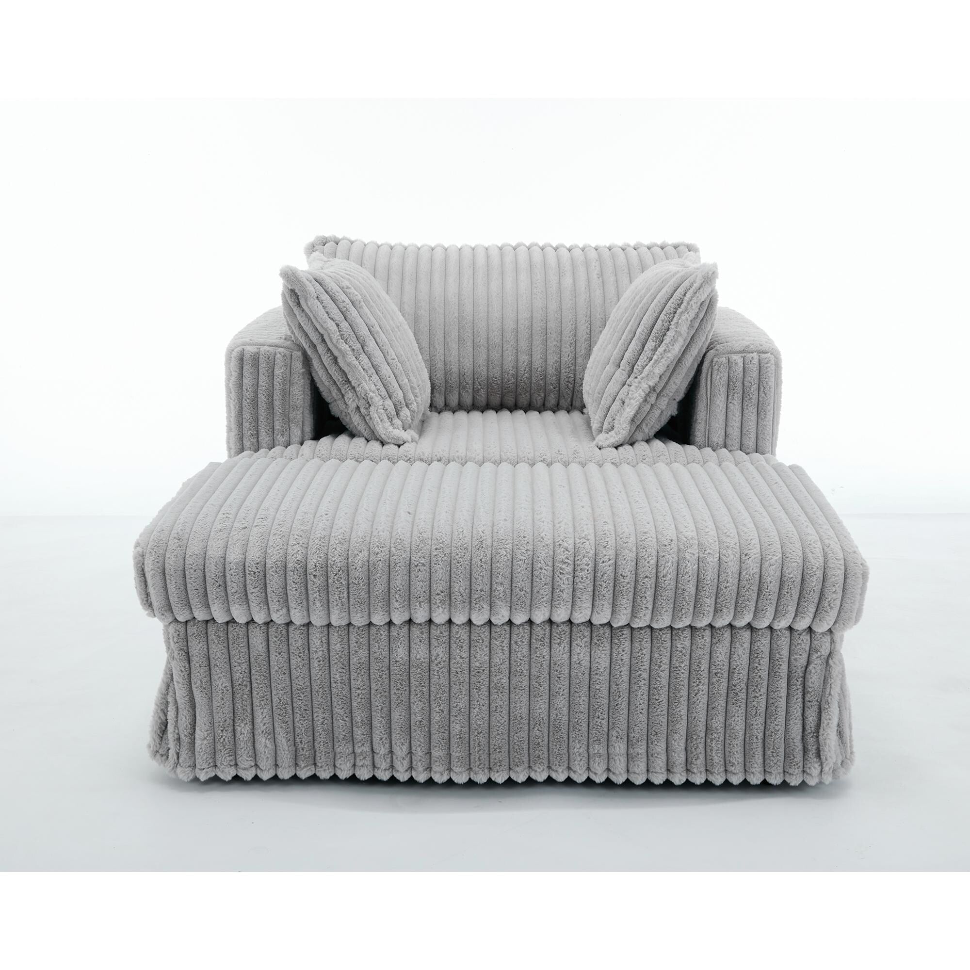 47.7 Oversized Corduroy Chaise Longue with Ottoman