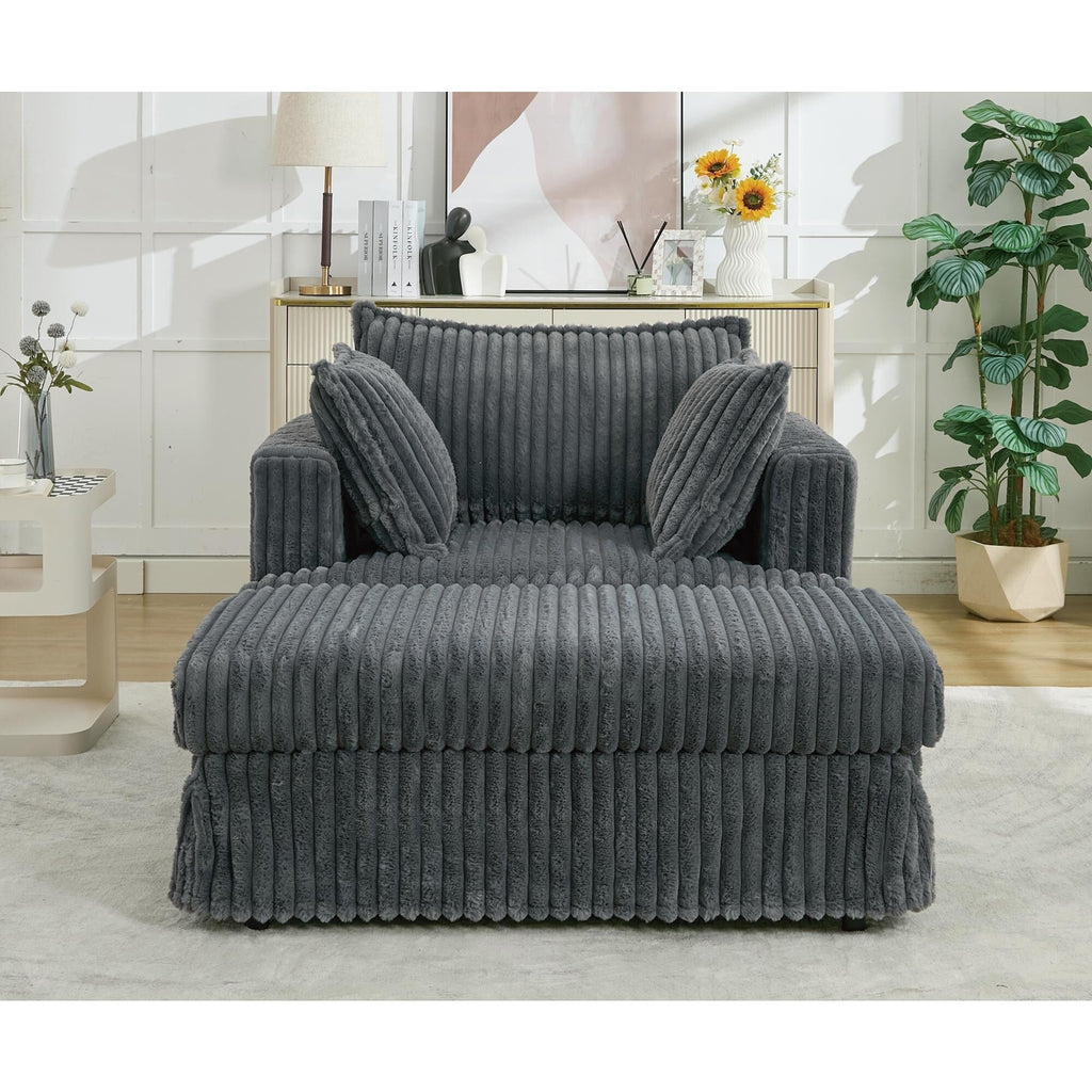 47.7 Oversized Corduroy Chaise Longue with Ottoman