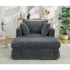 47.7 Oversized Corduroy Chaise Longue with Ottoman