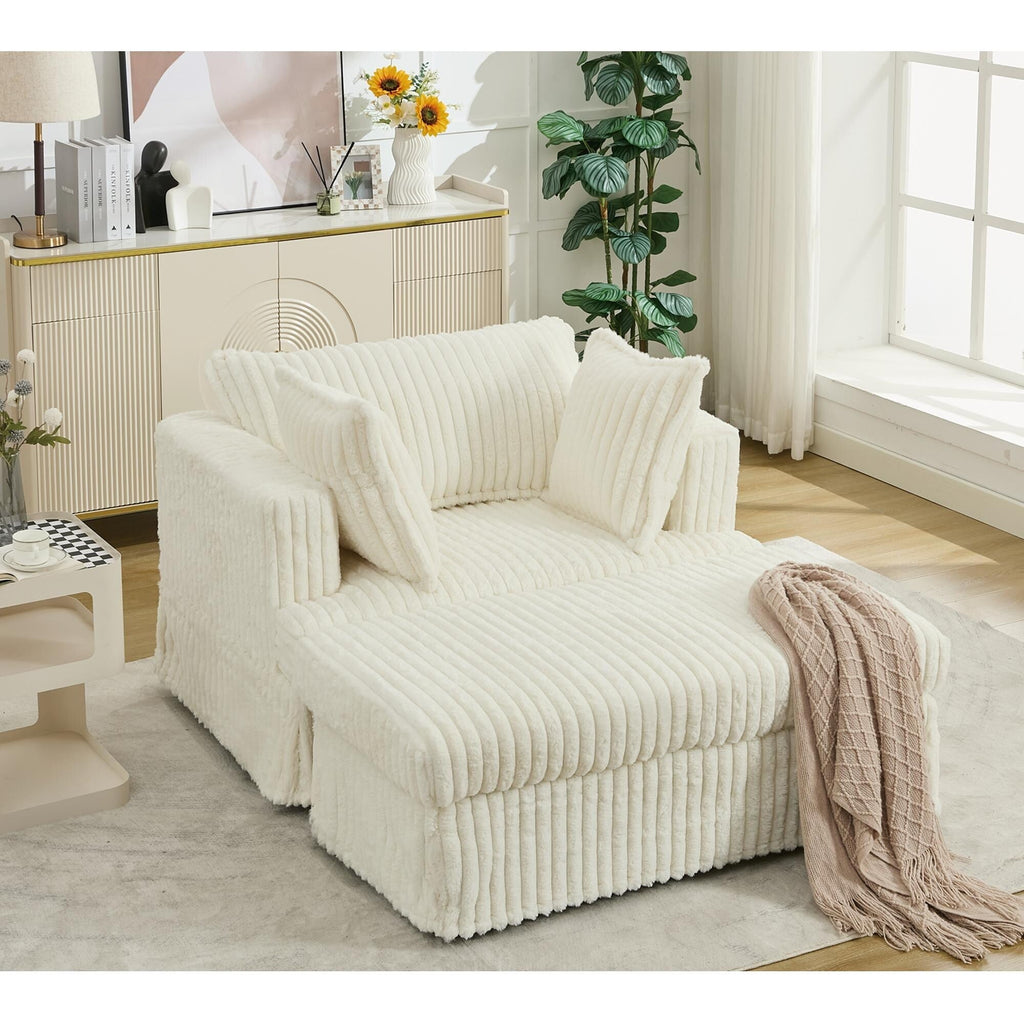 47.7 Oversized Corduroy Chaise Longue with Ottoman