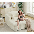47.7 Oversized Corduroy Chaise Longue with Ottoman