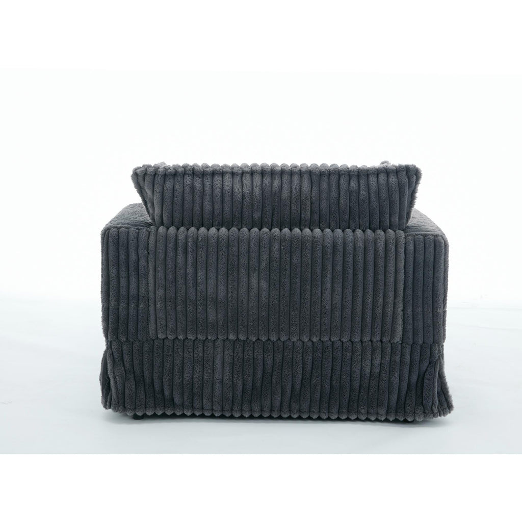 47.7 Oversized Corduroy Chaise Longue with Ottoman