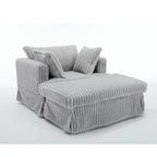 47.7 Oversized Corduroy Chaise Longue with Ottoman