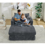 47.7 Oversized Corduroy Chaise Longue with Ottoman