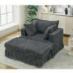 47.7 Oversized Corduroy Chaise Longue with Ottoman