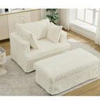 47.7 Oversized Corduroy Chaise Longue with Ottoman