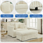 47.7 Oversized Corduroy Chaise Longue with Ottoman