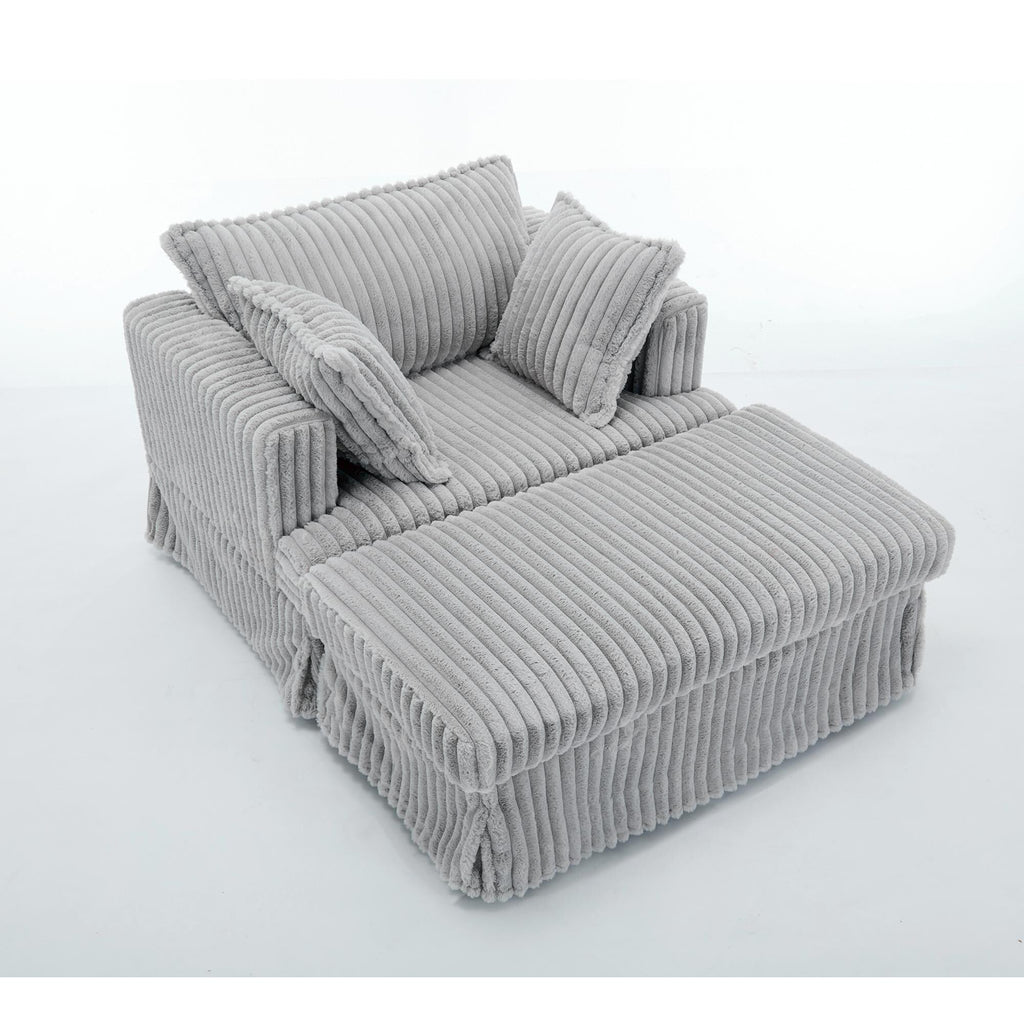 47.7 Oversized Corduroy Chaise Longue with Ottoman