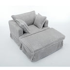 47.7 Oversized Corduroy Chaise Longue with Ottoman