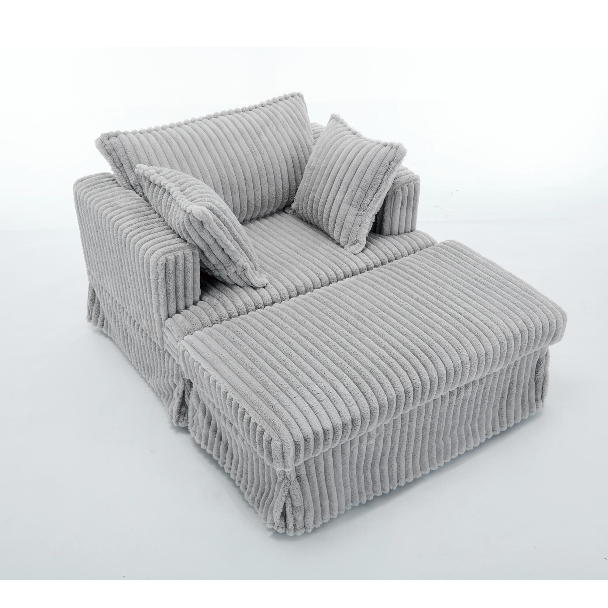 47.7 Oversized Corduroy Chaise Longue with Ottoman