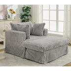 47.7 Oversized Corduroy Chaise Longue with Ottoman