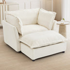 47 Modern Armchair Sofa with Ottoman - Upholstered Lounge Chair, Wide Seat, Curved Armrests & Soft Pillows for Living Room