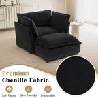 47 Modern Armchair Sofa with Ottoman - Upholstered Lounge Chair, Wide Seat, Curved Armrests & Soft Pillows for Living Room