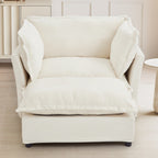 47 Modern Armchair Sofa with Ottoman - Upholstered Lounge Chair, Wide Seat, Curved Armrests & Soft Pillows for Living Room