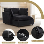 47 Modern Armchair Sofa with Ottoman - Upholstered Lounge Chair, Wide Seat, Curved Armrests & Soft Pillows for Living Room