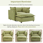 47 Modern Armchair Sofa with Ottoman - Upholstered Lounge Chair, Wide Seat, Curved Armrests & Soft Pillows for Living Room