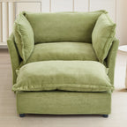 47 Modern Armchair Sofa with Ottoman - Upholstered Lounge Chair, Wide Seat, Curved Armrests & Soft Pillows for Living Room