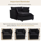 47 Modern Armchair Sofa with Ottoman - Upholstered Lounge Chair, Wide Seat, Curved Armrests & Soft Pillows for Living Room