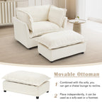 47 Modern Armchair Sofa with Ottoman - Upholstered Lounge Chair, Wide Seat, Curved Armrests & Soft Pillows for Living Room