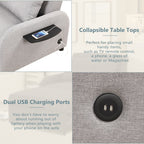 48.82-Seater Sleeper Sofa 3 in 1 with 2 Wing Table and USB Charge