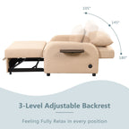 48.82-Seater Sleeper Sofa 3 in 1 with 2 Wing Table and USB Charge