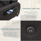 48.82-Seater Sleeper Sofa 3 in 1 with 2 Wing Table and USB Charge
