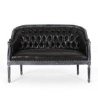 49.5 Faux Leather Loveseat Sofa with Turned Legs and Nailheads for Living Room