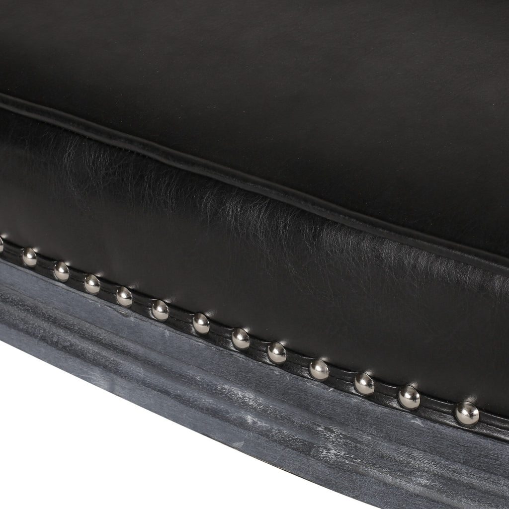 49.5 Faux Leather Loveseat Sofa with Turned Legs and Nailheads for Living Room
