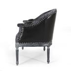 49.5 Faux Leather Loveseat Sofa with Turned Legs and Nailheads for Living Room