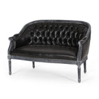 49.5 Faux Leather Loveseat Sofa with Turned Legs and Nailheads for Living Room