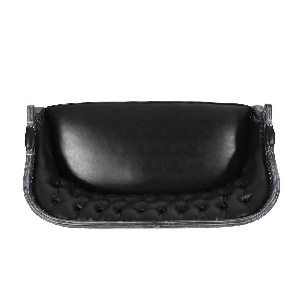 49.5 Faux Leather Loveseat Sofa with Turned Legs and Nailheads for Living Room