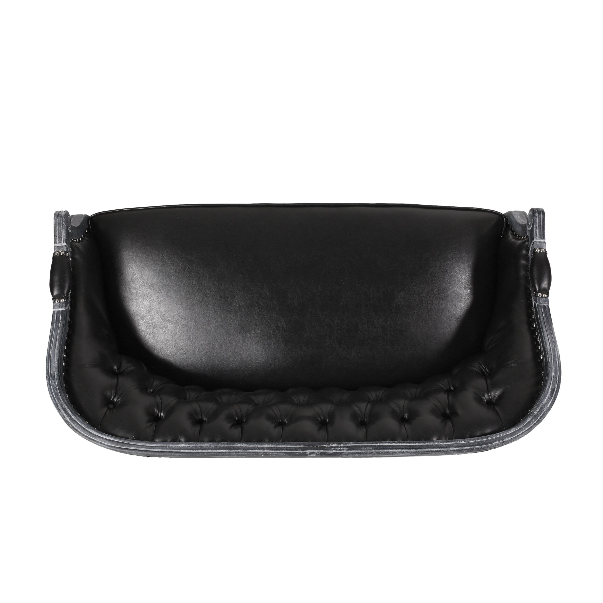 49.5 Faux Leather Loveseat Sofa with Turned Legs and Nailheads for Living Room