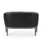 49.5 Faux Leather Loveseat Sofa with Turned Legs and Nailheads for Living Room
