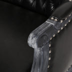 49.5 Faux Leather Loveseat Sofa with Turned Legs and Nailheads for Living Room