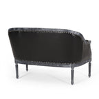 49.5 Faux Leather Loveseat Sofa with Turned Legs and Nailheads for Living Room