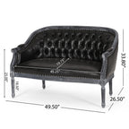 49.5 Faux Leather Loveseat Sofa with Turned Legs and Nailheads for Living Room