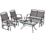 4PCS Patio Glider Conversation Set Rocking Chair Table Heavy-Duty