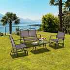 4PCS Patio Glider Conversation Set Rocking Chair Table Heavy-Duty