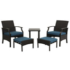 5 PCS Patio Conversation Set with Cushions with Coffee Table & Ottoman