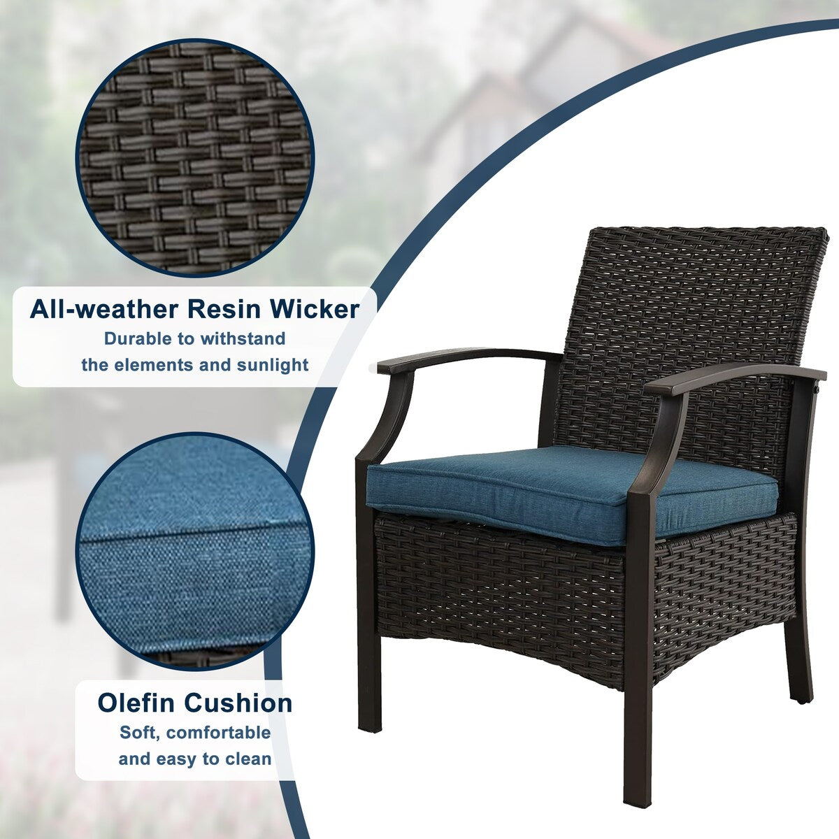 5 PCS Patio Conversation Set with Cushions with Coffee Table & Ottoman