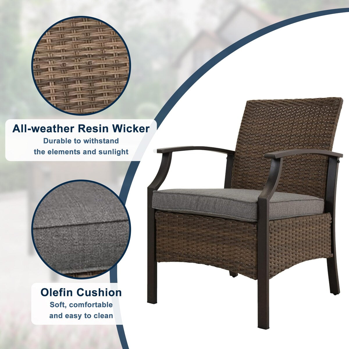 5 PCS Patio Conversation Set with Cushions with Coffee Table & Ottoman