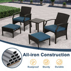 5 PCS Patio Conversation Set with Cushions with Coffee Table & Ottoman