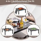 5 PCS Patio Dining Set Heavy-Duty Rocking Chairs w/ Fire Pit Table