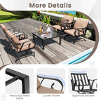 5 PCS Patio Dining Set Heavy-Duty Rocking Chairs w/ Fire Pit Table