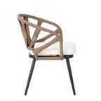 5 Pcs Outdoor Dining Table and Chairs Set, Patio Furniture Sets with PE Rattan Chairs and Rectangular Wood Table
