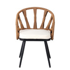5 Pcs Outdoor Dining Table and Chairs Set, Patio Furniture Sets with PE Rattan Chairs and Rectangular Wood Table
