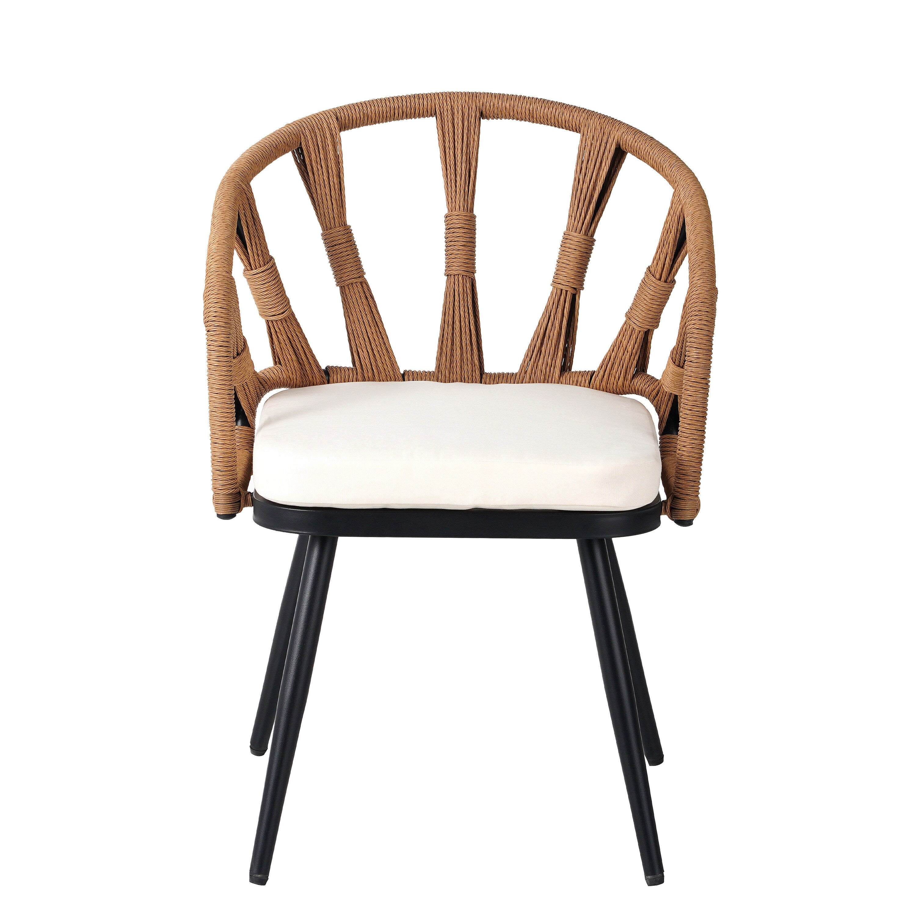 5 Pcs Outdoor Dining Table and Chairs Set, Patio Furniture Sets with PE Rattan Chairs and Rectangular Wood Table